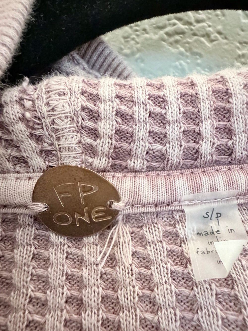 Free People FP One Waffle Knit Zip Hoodie Oversized Jacket Lilac S/P - Picture 5 of 7